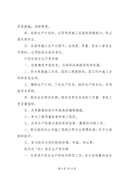 公司各部门安全生产责任制 (3).docx