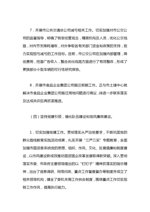 国资委工作总结及工作计划的范文.docx
