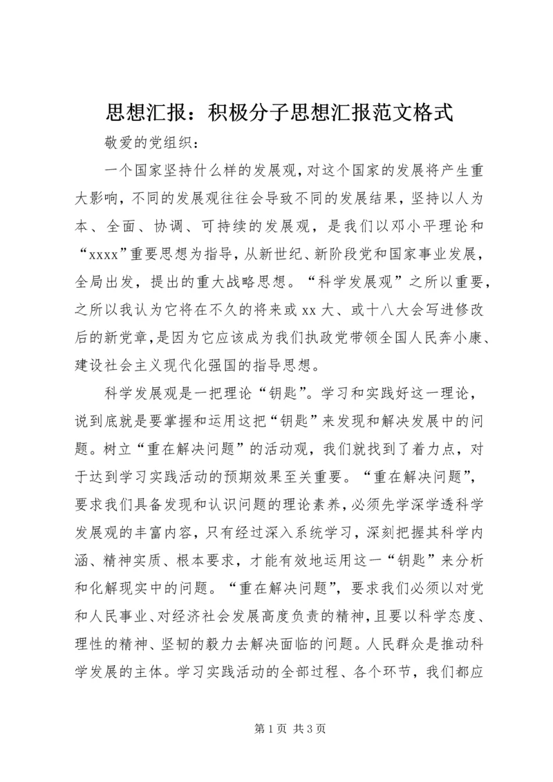 思想汇报：积极分子思想汇报范文格式.docx
