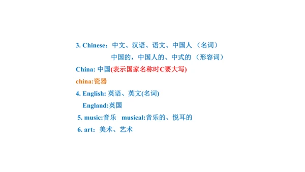Unit 3  What subject do you like best? 单元知识梳理（单词+句