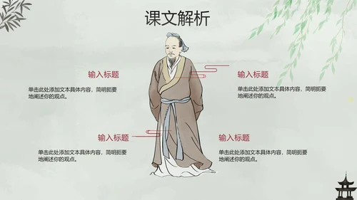 古风手绘水墨中国风语文教学说课PPT模板