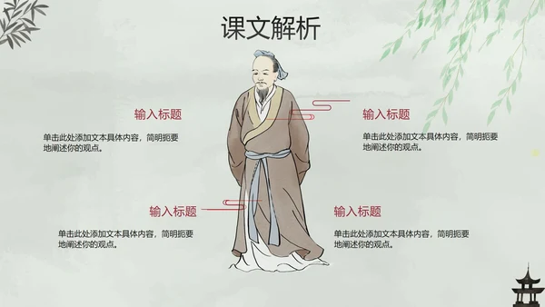 古风手绘水墨中国风语文教学说课PPT模板