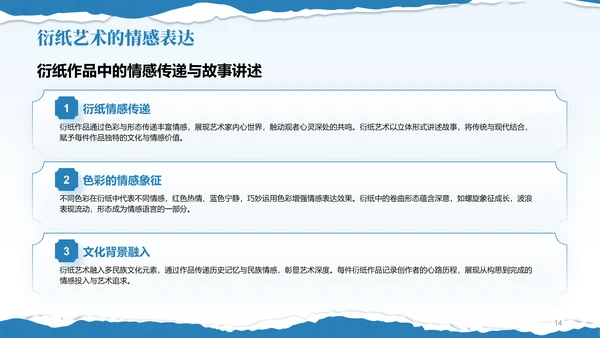 蓝色国风非遗衍纸技艺赏析PPT模板