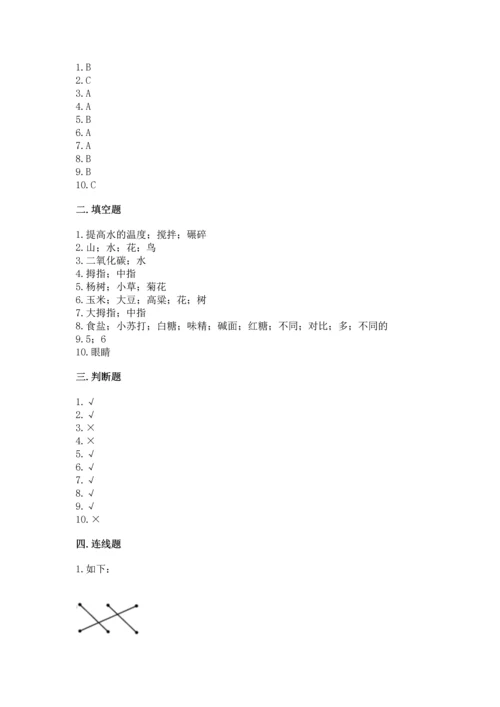 教科版一年级上册科学期末测试卷附参考答案【满分必刷】.docx