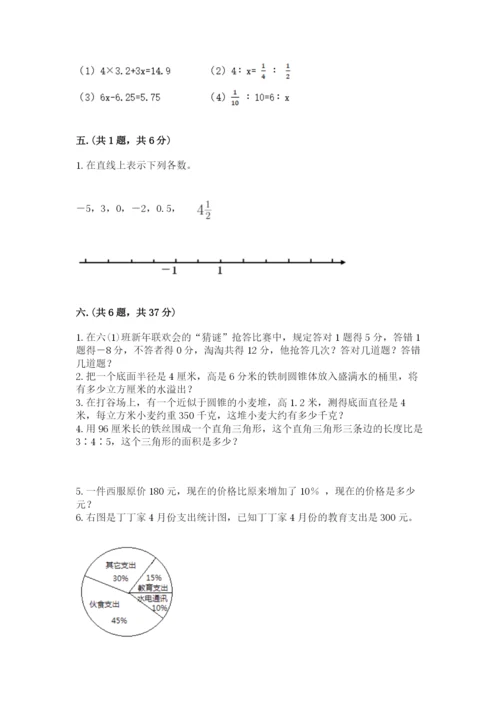 人教版六年级数学下学期期末测试题精品（模拟题）.docx