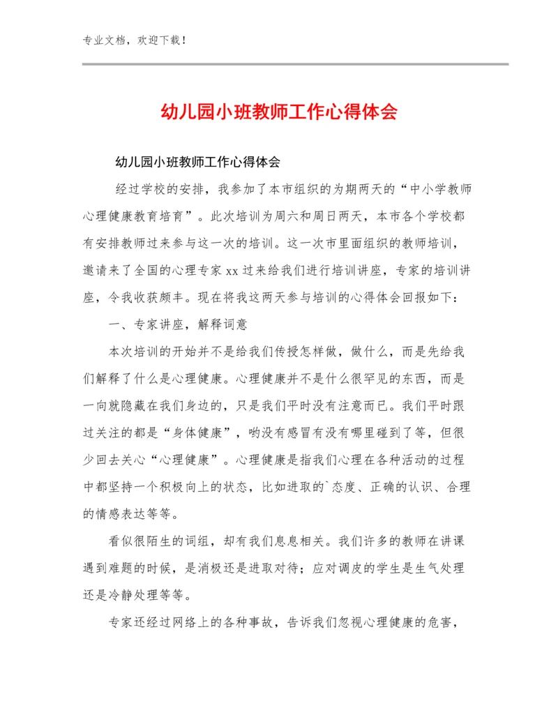 幼儿园小班教师工作心得体会优选范文24篇.docx