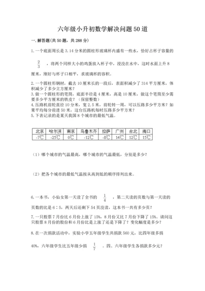 六年级小升初数学解决问题50道精品（名师推荐）.docx