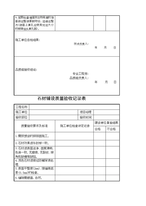 精装修验收表格