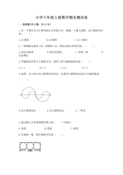 小学六年级上册数学期末测试卷附参考答案【轻巧夺冠】.docx