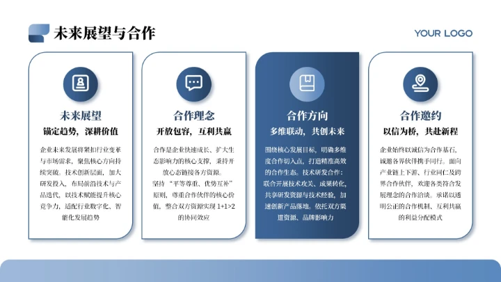 蓝色商务简约风企业介绍PPT模板