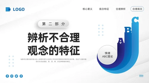 蓝色微粒体情绪ABC理论PPT模板宣传PPT动态PPT