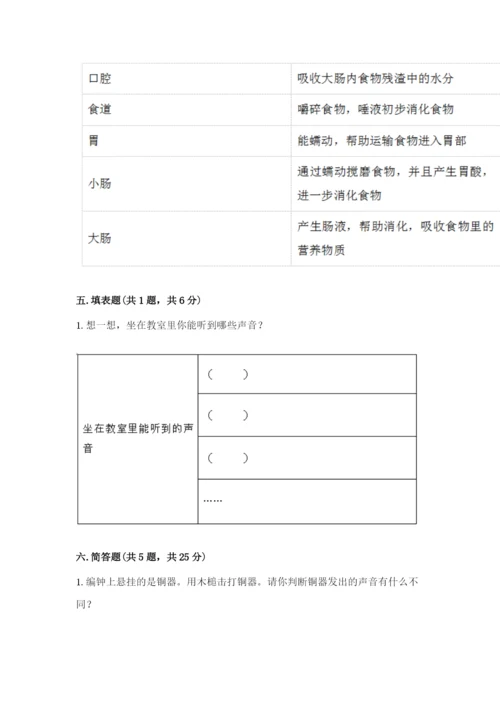 教科版科学四年级上册第二单元《呼吸和消化》测试卷精品（综合题）.docx