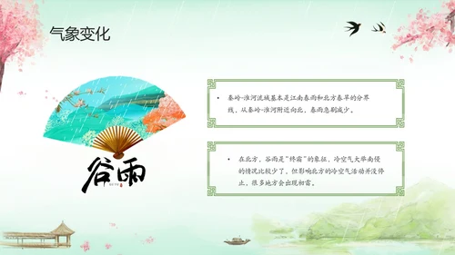 绿色清新水墨中国风传统节气谷雨节气介绍主题班会PPT