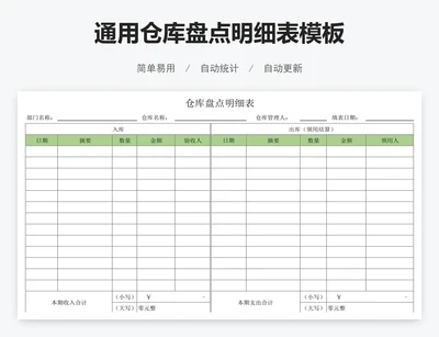 通用仓库盘点明细表模板