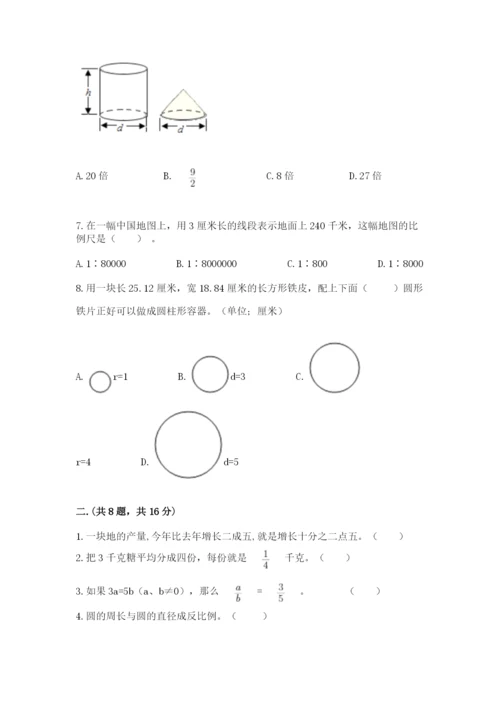 苏教版数学六年级下册试题期末模拟检测卷附参考答案（达标题）.docx