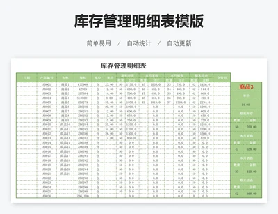库存管理明细表模版