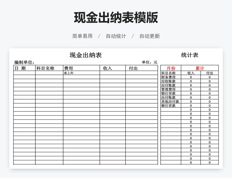 现金出纳表模版