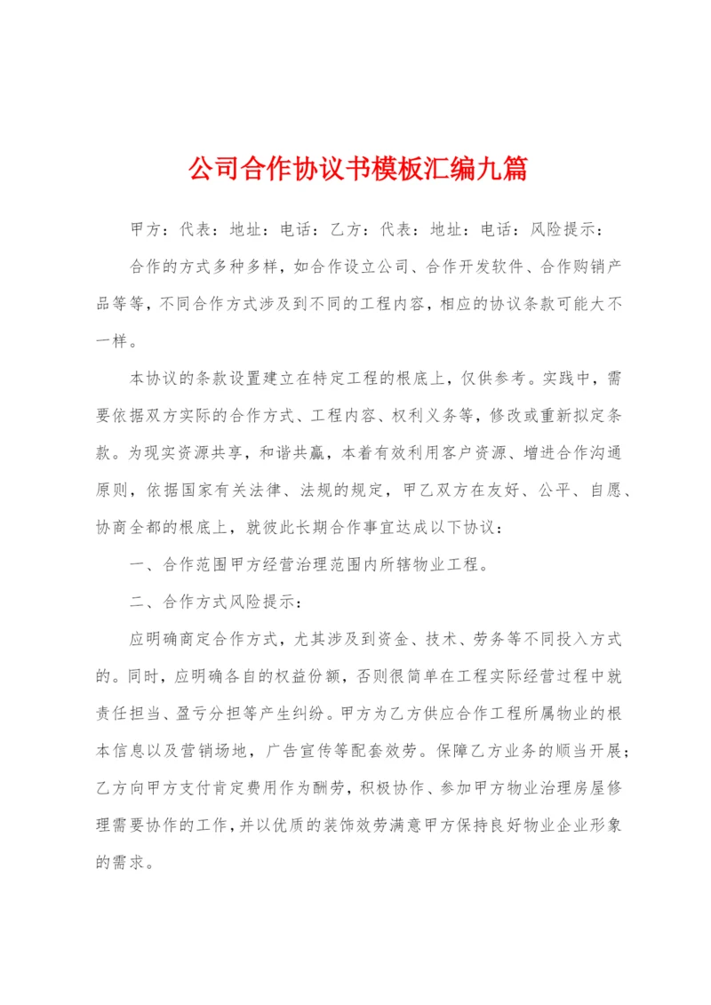公司合作协议书模板汇编九篇.docx