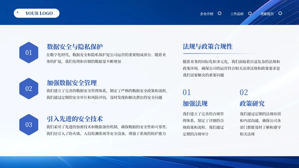 蓝色商务科技风汇报总结通用PPT模板