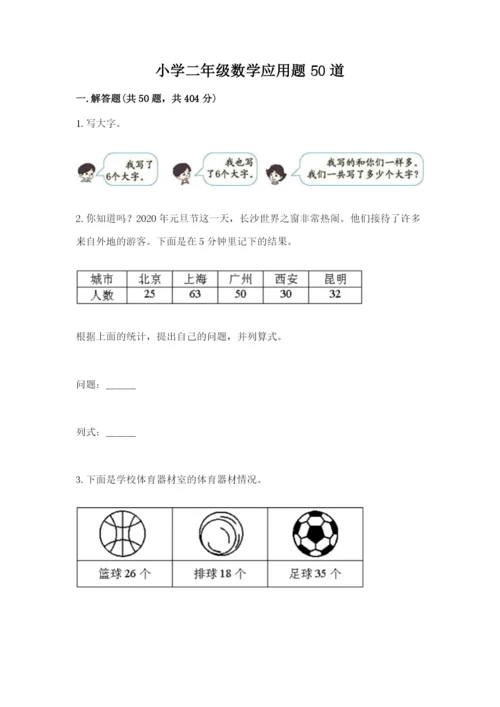 小学二年级数学应用题50道（网校专用）.docx