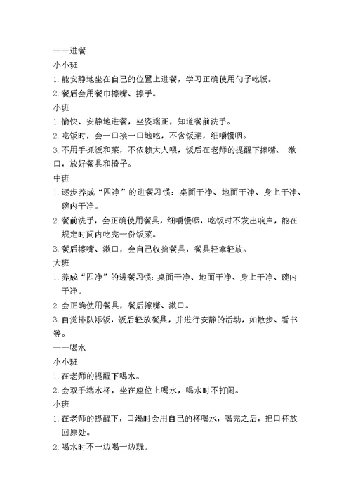 幼儿园幼儿日常行为规范