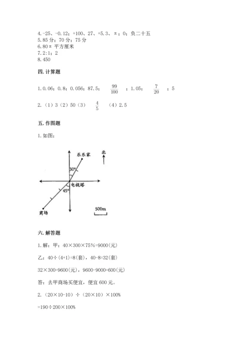 人教版六年级下册数学期末测试卷含答案（a卷）.docx