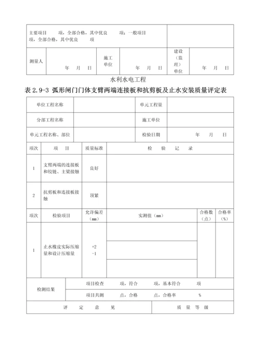 弧形闸门门体安装单元工程质量评定表-yg.docx