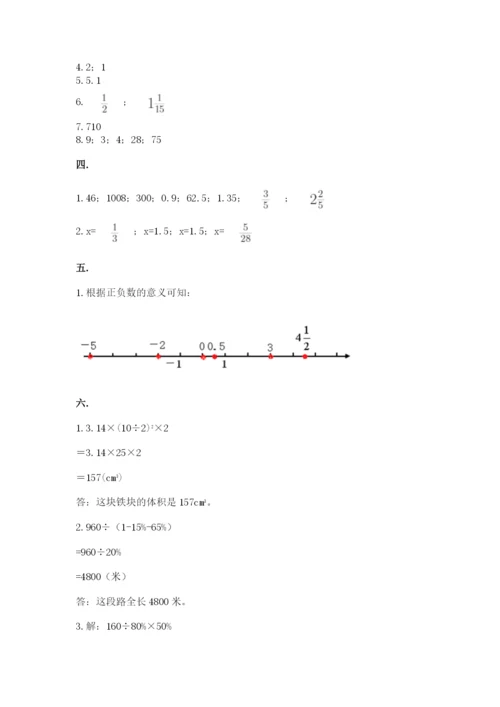 小学六年级下册数学摸底考试题附完整答案【必刷】.docx