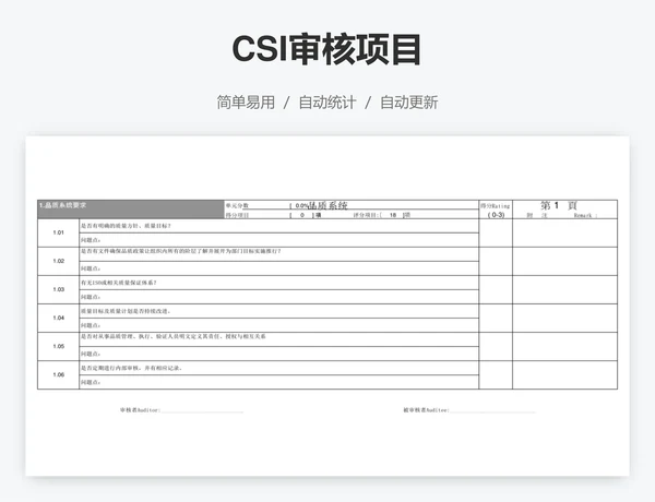 CSI审核项目