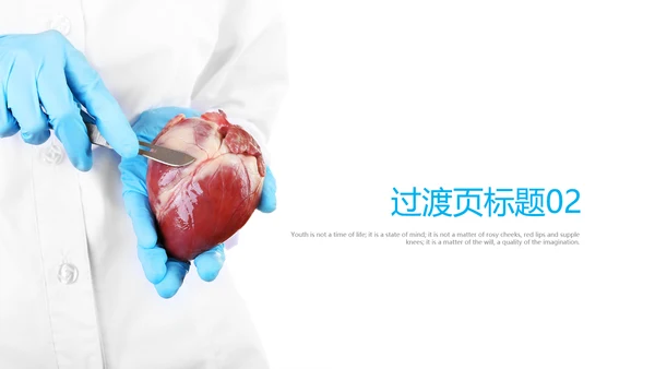 蓝色心脏医疗医学解剖研究ppt动态模板