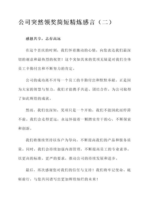 公司突然领奖简短精炼感言