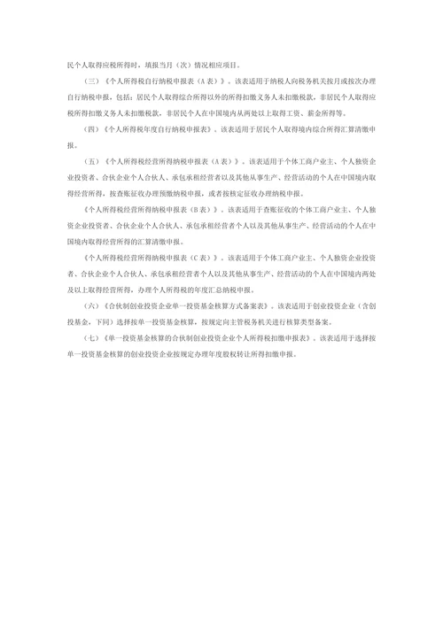 关于《国家税务总局关于修订个人所得税申报表的公告》