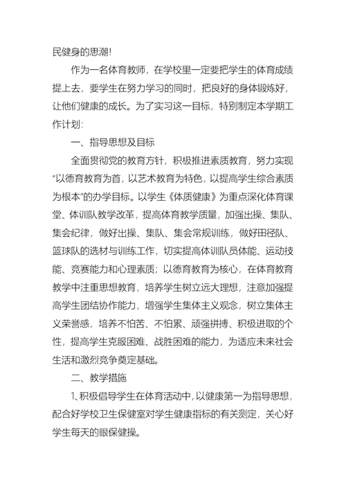 高中体育教师工作计划