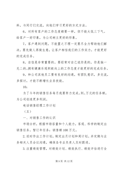 电话销售经理工作计划.docx