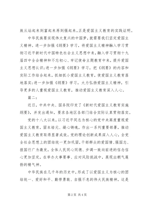 新时代爱国主义教育实施纲要心得体会.docx