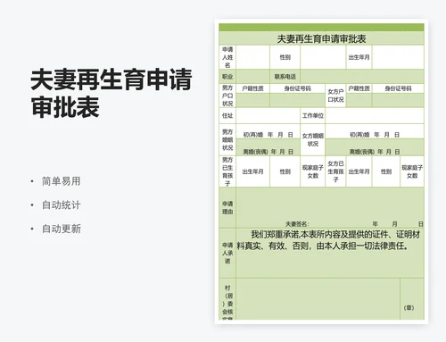 夫妻再生育申请审批表