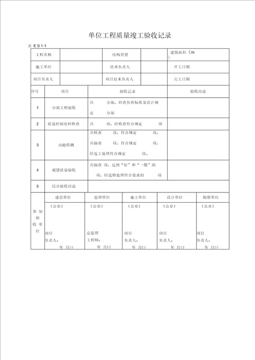 人民防空工程质量验收与评价标准表格