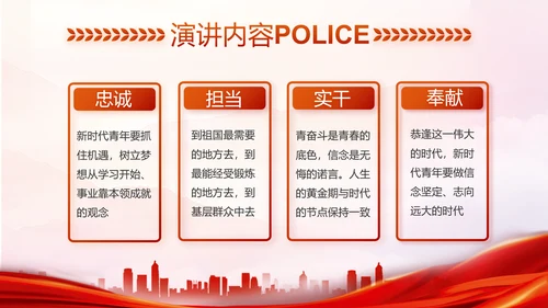 红色大气人民公安警察工作总结PPT