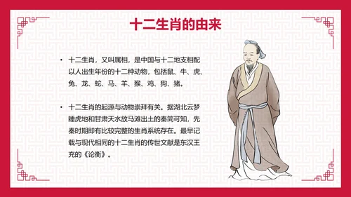 国风纹理中国传统文化十二生肖主题科普PPT模板