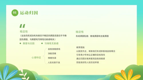 绿色卡通插画清新植物运动心理学教育课件动态PPT