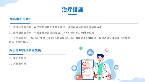 蓝色插画风酮症酸中毒护理查房培训