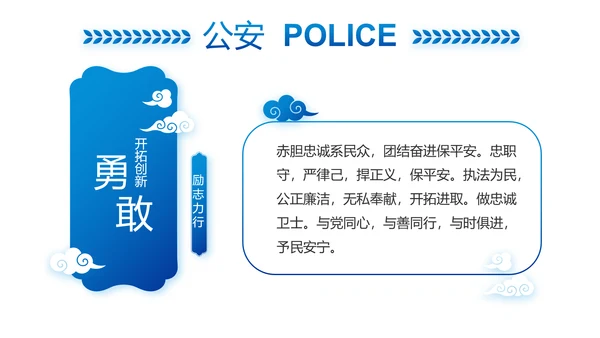 蓝色大气交警执勤执法PPT动态模板