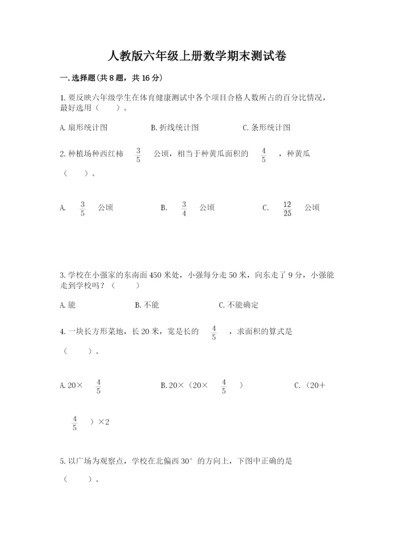 人教版六年级上册数学期末测试卷【易错题】.docx