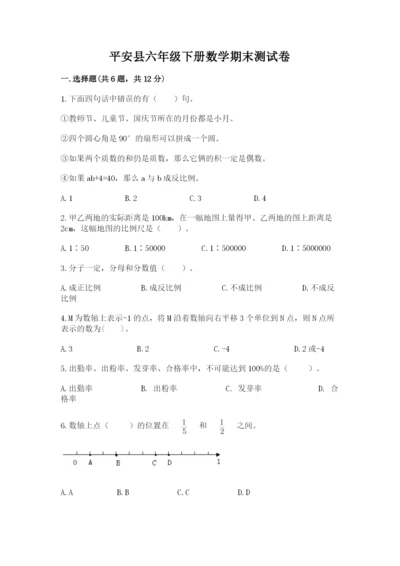 平安县六年级下册数学期末测试卷（夺分金卷）.docx