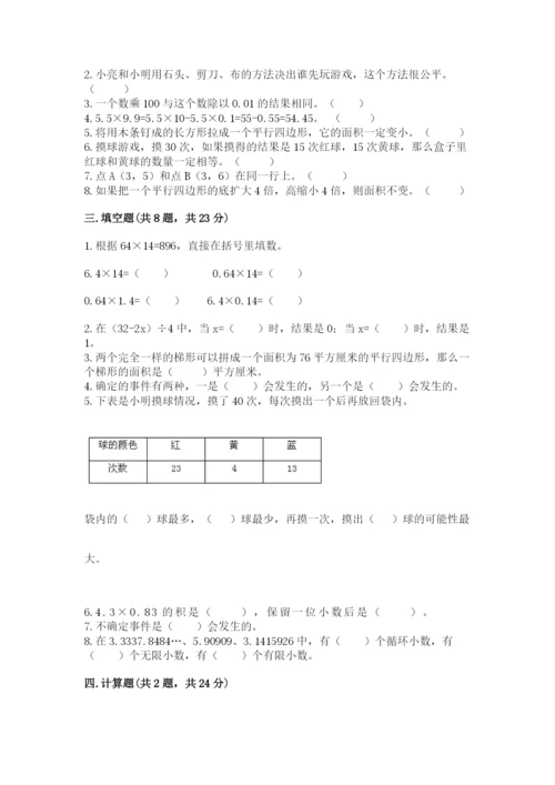 小学数学五年级上册期末测试卷及参考答案【b卷】.docx