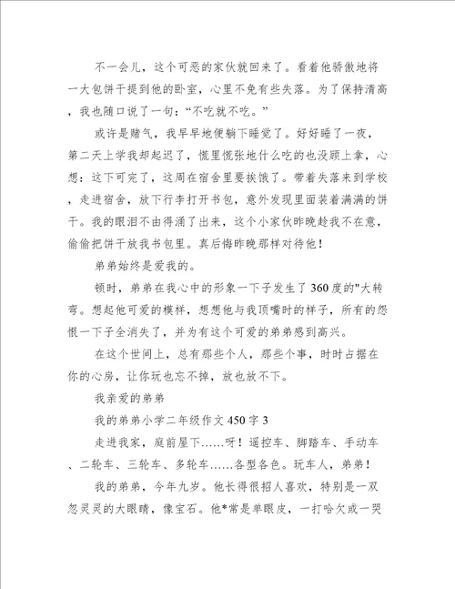 2023年度我弟弟小学二年级作文450字3篇