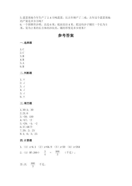 北师大版六年级下册数学期末测试卷附完整答案（各地真题）.docx