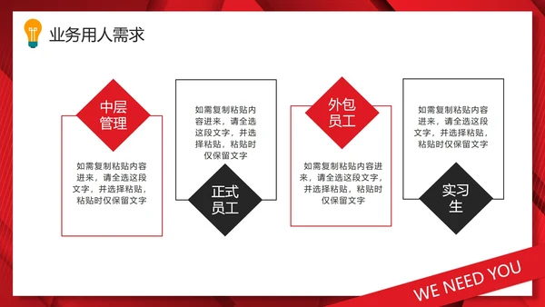 红色商务简约新年招聘计划PPT模板