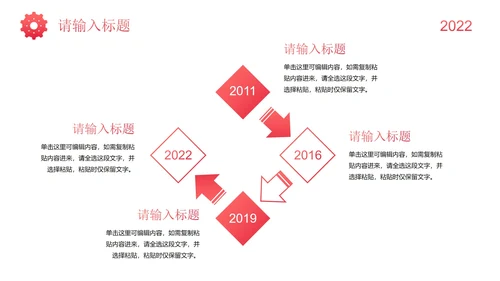 红色简约插画时间企业发展大事记历程时间轴PPT模板