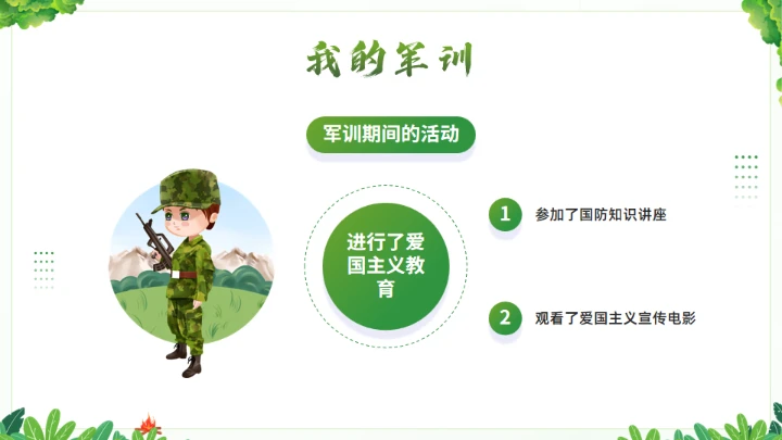 我的军训生活通用PPT绿色模板